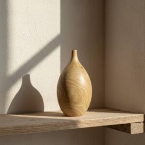 JARRÒN ELEGANTE DE MADERA NATURAL