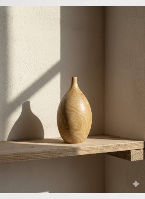 JARRÒN ELEGANTE DE MADERA NATURAL