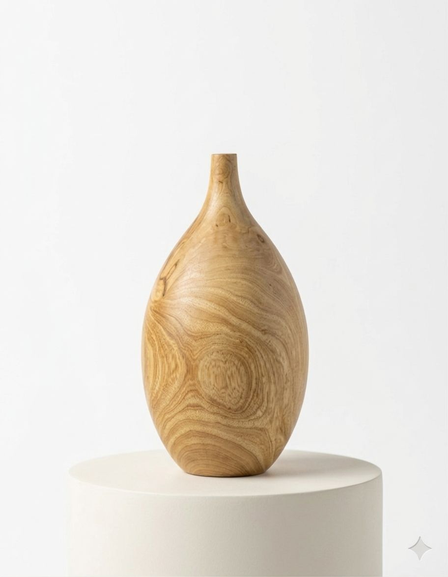 JARRÒN ELEGANTE DE MADERA NATURAL - Image 2